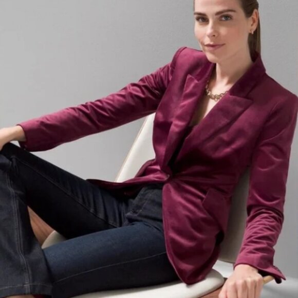 Ann Taylor Merlot Velvet Blazer, Size: 2 - Picture 10 of 10